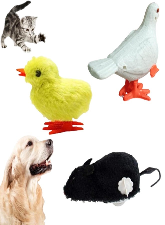 Munmoll Cute Clockwork Mouse Wind Up Toys for Kids Moving Rat Chicken Pigeon for Cat Dog 3 Pcs Key Operated Twirling Tail for Children Adults Party Favors Fake Pet Outdoor Kitten Playing Rat for Dogs - Image 3